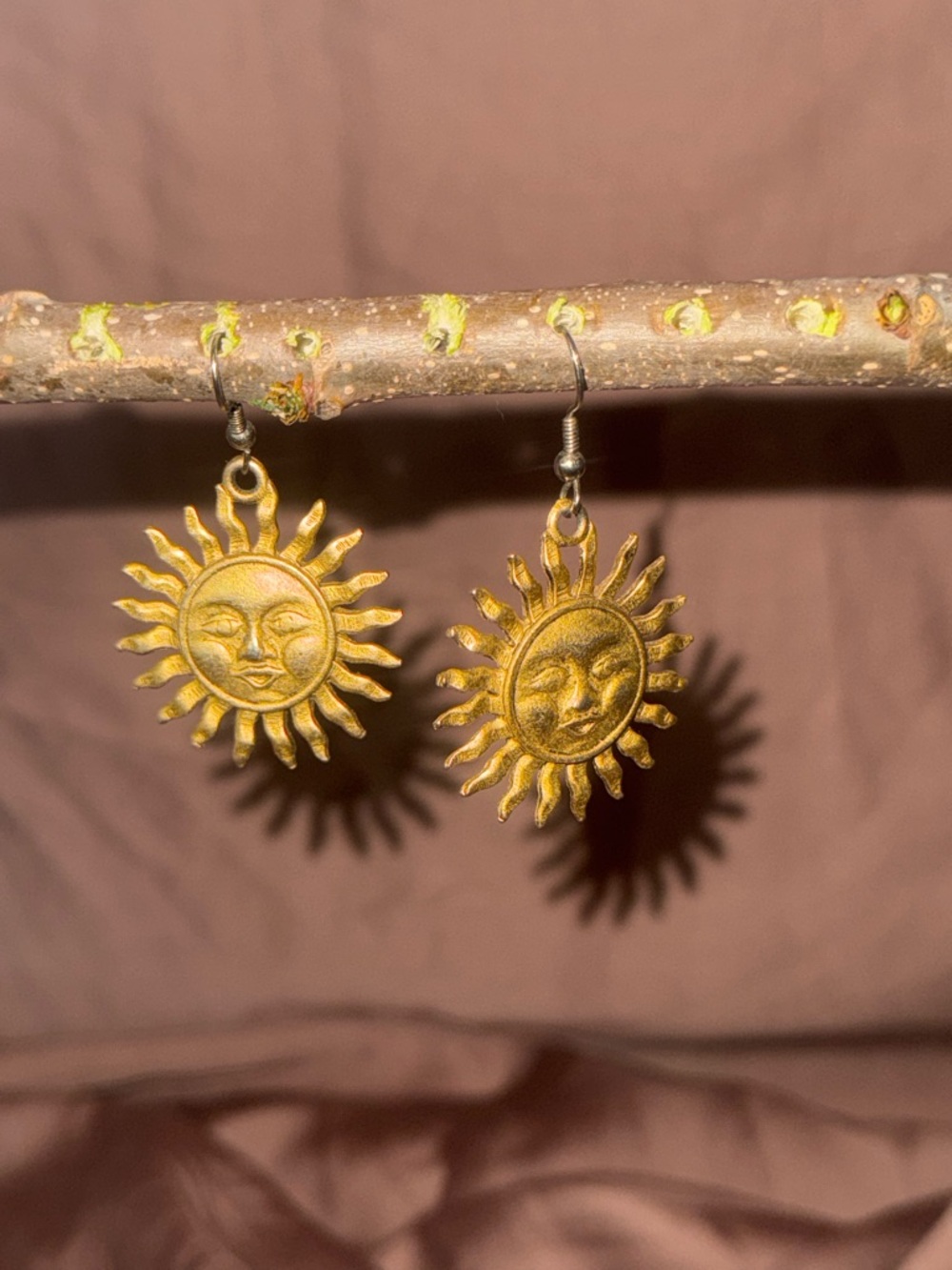 Sun Face Gold Sunburst Drop Earrings - Women Jewelry